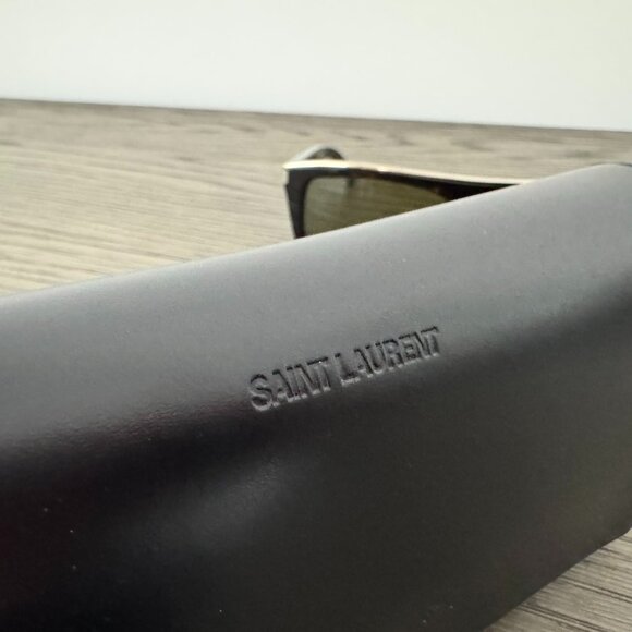 SAINT LAURENT Women's Tortoise Sunglasses with Top Gold Detail & Leather Case - Picture 12 of 16